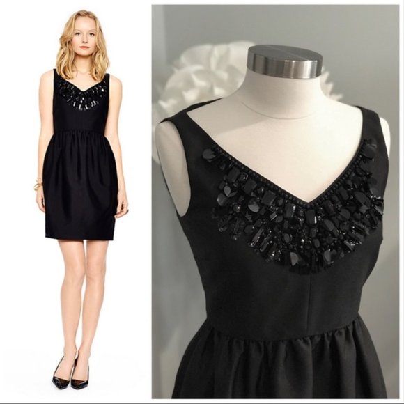 Kate Spade Black Cupcake Dress Embellished Neckline Size Small - Picture 1 of 16